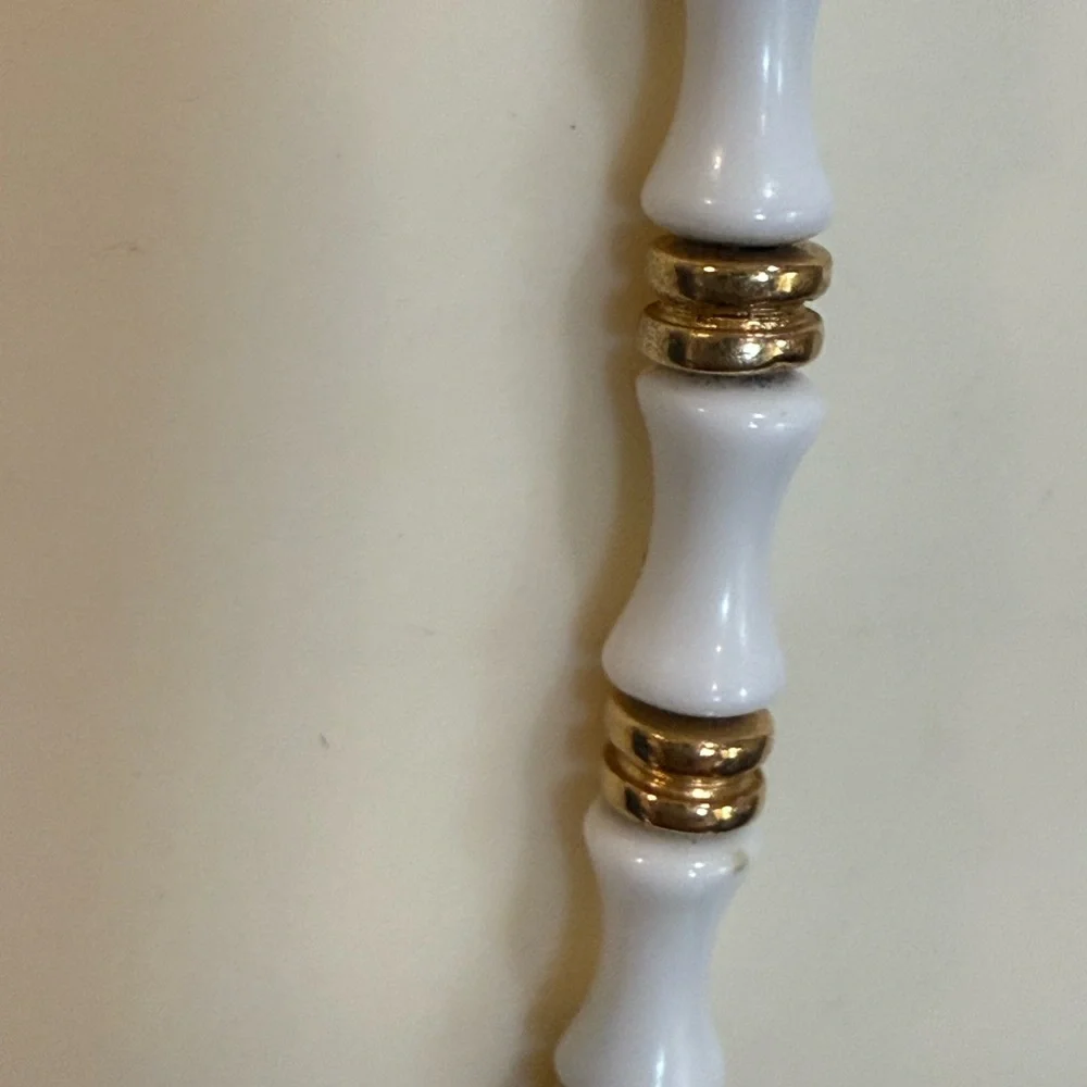 Vintage Monet White Beaded‎ Necklace Width Gold Accent Signed~30